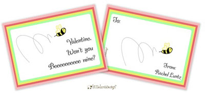 Little Lamb - Valentine's Day Exchange Cards (Bee Mine)